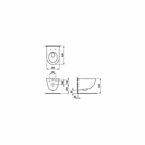 Závěsné WC s poklopem LAUFEN PRO, 360×530 mm