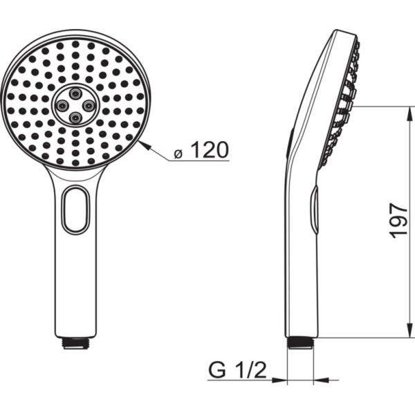 Sprchová hlavice Oras Hydractiva 242403, šedá/chrom, 120 mm
