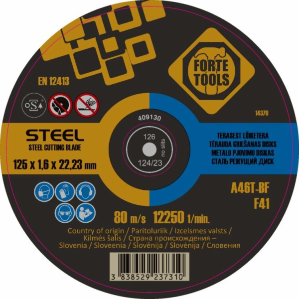 Řezný kotouč na kov FORTE TOOLS 125X1,6X22