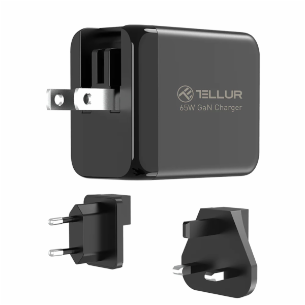 Tellur GaN 65W 3portová nástěnná nabíječka, 2xUSB-C + USB...