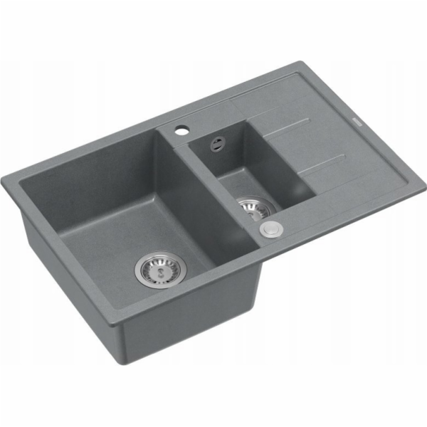 GraniteQ dřez MORGAN 156 GraniteQ stříbrný kamenný dřez s...