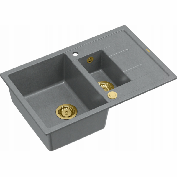 GraniteQ dřez MORGAN 156 GraniteQ stříbrný kamenný dřez s...