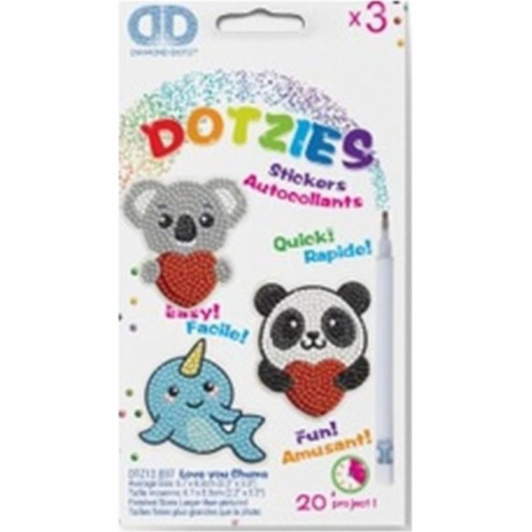 DIAMOND DOTZ DIAMOND DOTZ LOVE YOU CHUMS - 3 BALENÍ NÁLEPEK