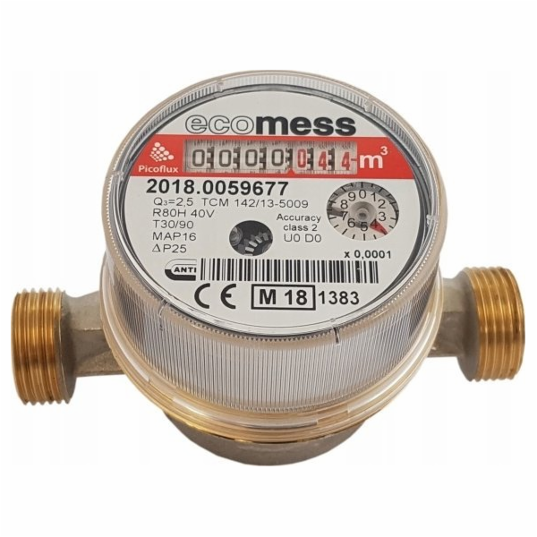 Vodoměr na teplou vodu Ecomess Picoflux 1/2" 2,5 m3/h