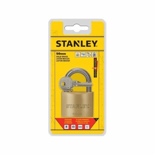 Visací zámek Stanley 50mm, mosazný třmen, protiblokovací ...