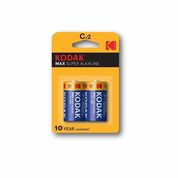 Baterie Kodak monočlánek C MAX alkalická 2 ks, blistr