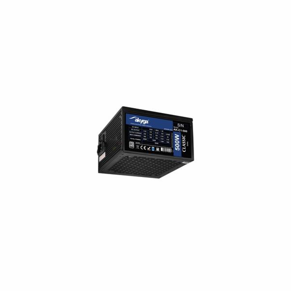 Akyga PC zdroj ATX 500W P4+4 2x PCI-E 6+2 pin 4x SATA 2x ...