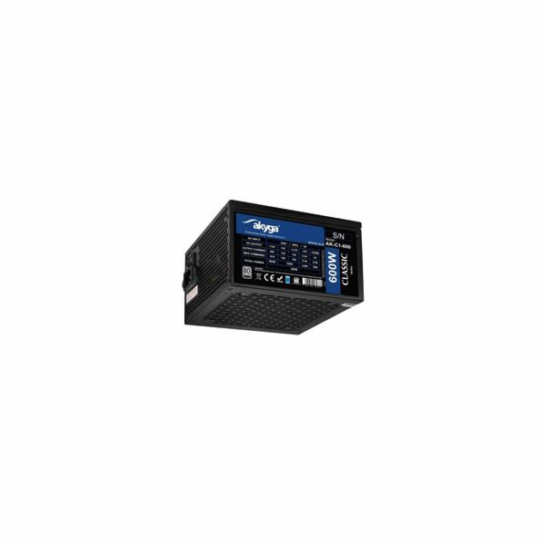 Akyga PC zdroj ATX 600W P4+4 2x PCI-E 6+2 pin 5x SATA 3x ...