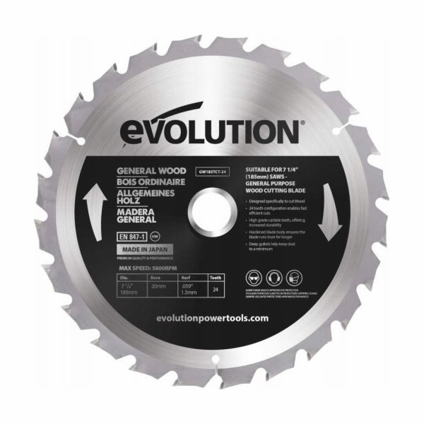 TCT pila na řezání dřeva Evolution 185mm / 24z pro pokoso...
