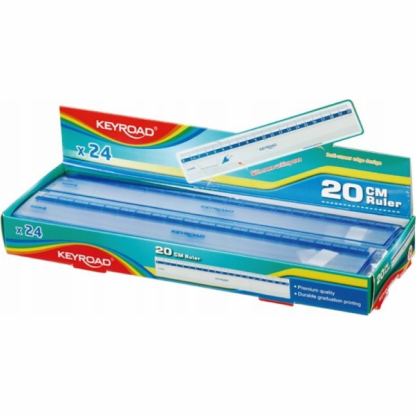 Keyroad KEYROAD plastové pravítko, 20 cm, průhledné