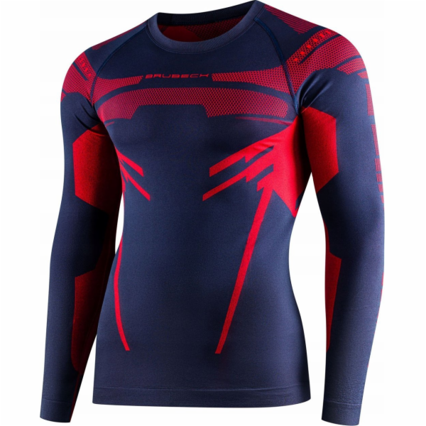 Brubeck LS15700 Pánská mikina DRY tmavě modrá/červená M