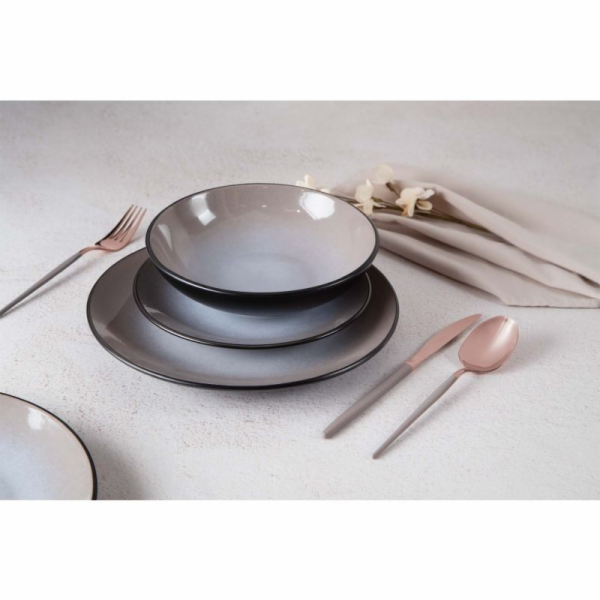 Jídelní sada talířů 18 ks Taupe Collection lesklá BH-10002