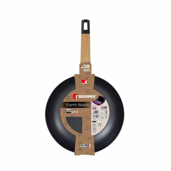 Wok pánev s nepřilnavým povrchem 28 cm Earth Black BG-346...