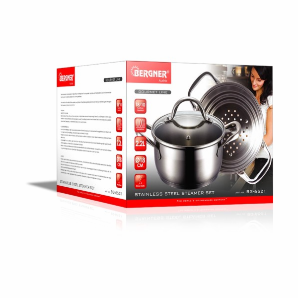 Hrnec napařovací nerez s poklicí 18 cm Gourmet BG-6521