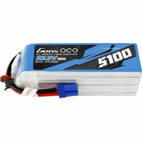 Gens Ace GensAce Baterie 5100mAh 22,2V 80C 6S1P EC5