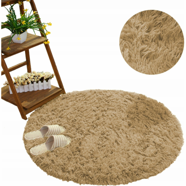 Strado Kulatý koberec Shaggy Strado 160x160 CappuccinoCam...