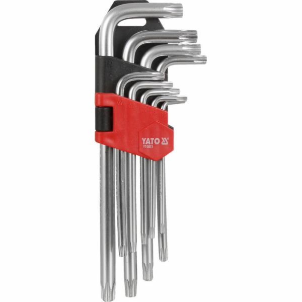 YATO Trubkové klíče TORX 9ks. T10-T50 DLOUHÝ S OTVOROU 0511