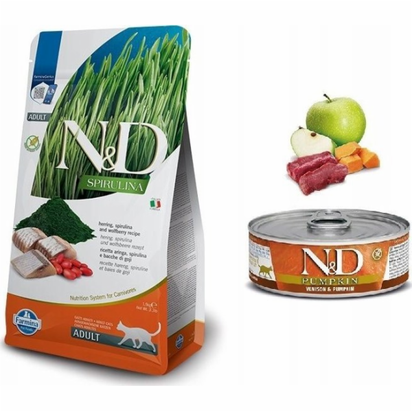 FARMINA N&D Spirulina Herring - suché krmivo pro kočky - ...
