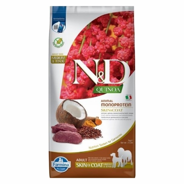 FARMINA N&D Quinoa Dog Skin&Coat Venison&Coconut Adult Me...