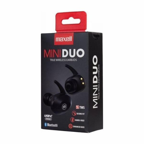 MAXELL MINI DUO Bezdrátová sluchátka do uší s nabíjecím p...