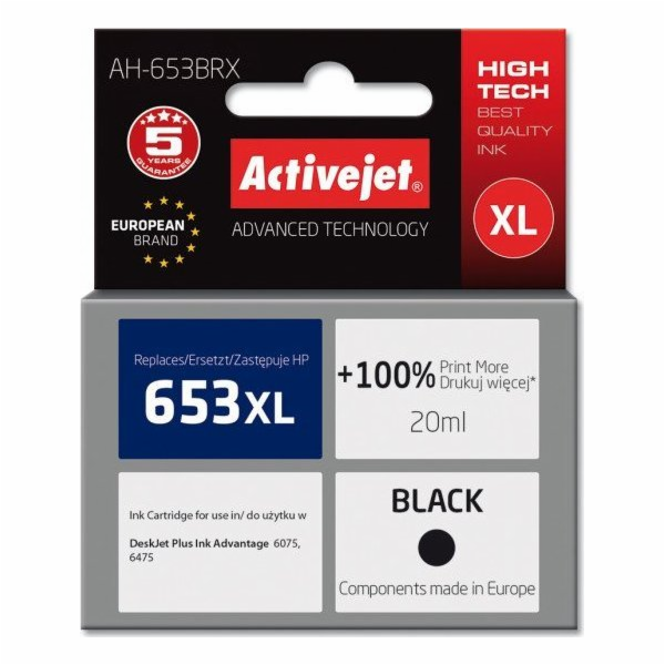 Inkoust Activejet AH-653BRX (náhrada za HP 653XL 3YM75AE;...