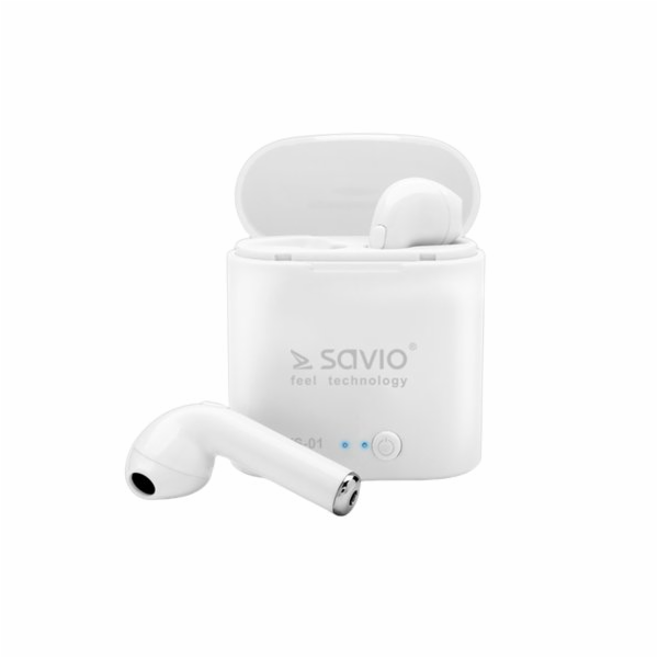 Bezdrátová Bluetooth sluchátka Savio TWS-01 bílá