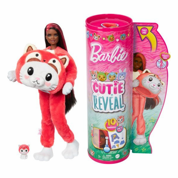 Panenka Barbie Cutie Reveal Kitten-Panda červená HRK23 MA...