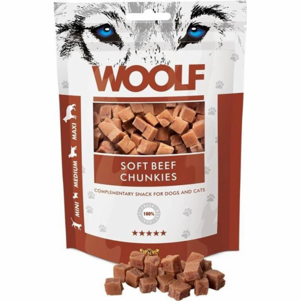 WOOLF Soft Beef chunkies - pamlsek pro psy a kočky - 100g