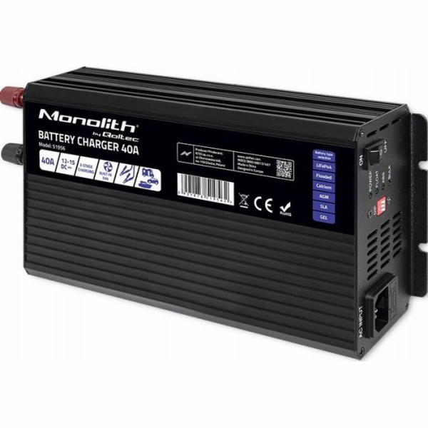Qoltec 51956 Smart Monolith nabíječka pro LiFePO4 AGM GEL...