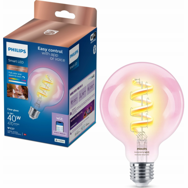 WiZ | Philips Smart WiFi vlákno Clear G95 RGB | E27 | 6,3...