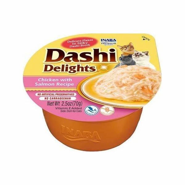 INABA Dashi Delights Kuře s lososem ve vývaru - kočičí pa...