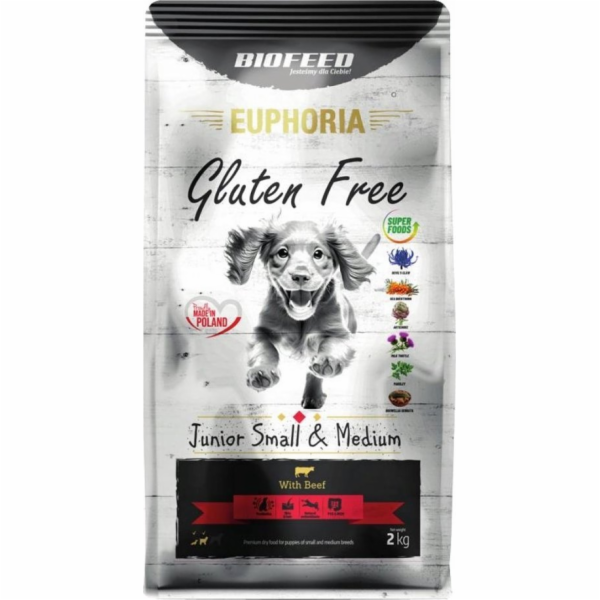 BIOFEED Euphoria Gluten Free Junior small & medium Hovězí...