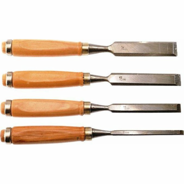 DREL SADA PLOCHÝCH DŘEVĚNÝCH dlát 4ks 6/12/18/24mm