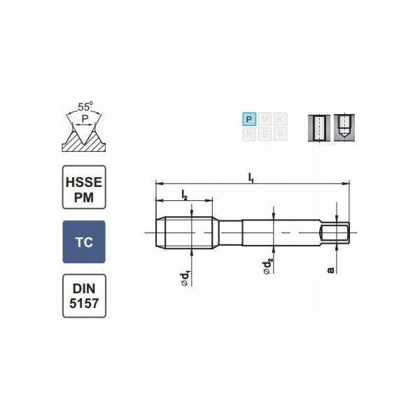 Ventilátor TAP G 1/8 DIN5157/2-P HSSE-PM HRC40 TICN