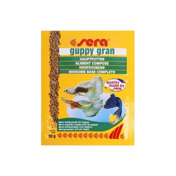 Sera Guppy Gran Nature 10g sáček, granule - rostlinná výživa