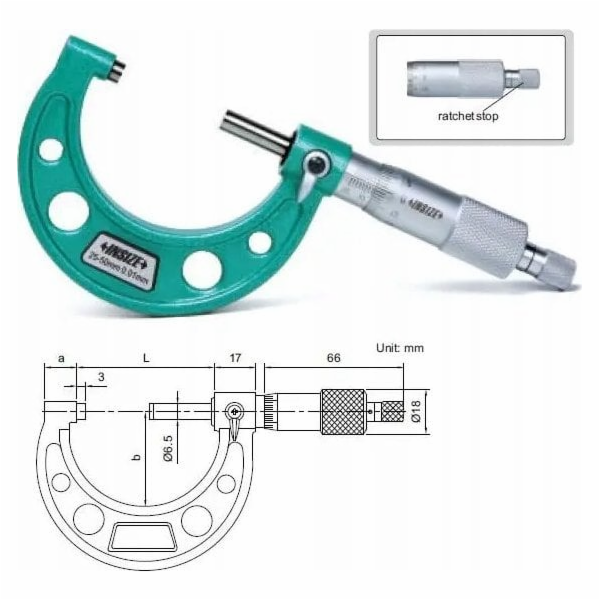 Velikost MIKROMETR 25- 50 STANDARD / CERT. (S)