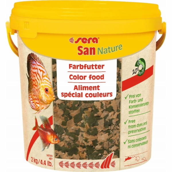 Sera San Nature 10 l - prémiové krmivo zvýrazňující barvu