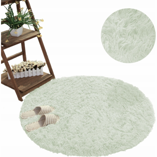 Strado Kulatý koberec Shaggy Strado 120x120 WhiteLime uni...