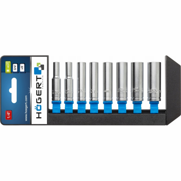 Högert Technik Dlouhá sada zásuvek 1/4, 8 ks HT1A886