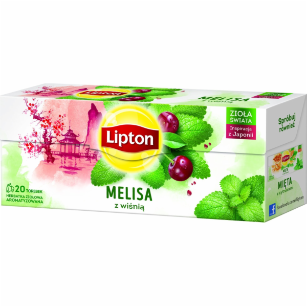 Lipton LIPTON čaj, 20 sáčků, bylinný s meduňkou a třešní
