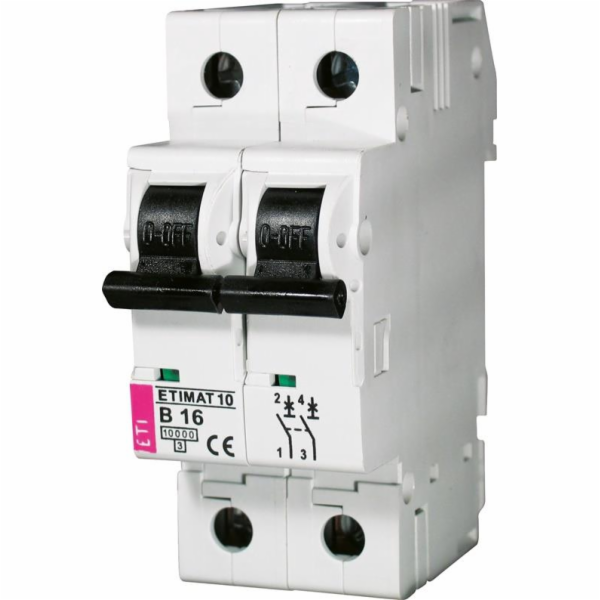 Automatický spínač Eti MAT10, 2P, C, 10A, 10kA
