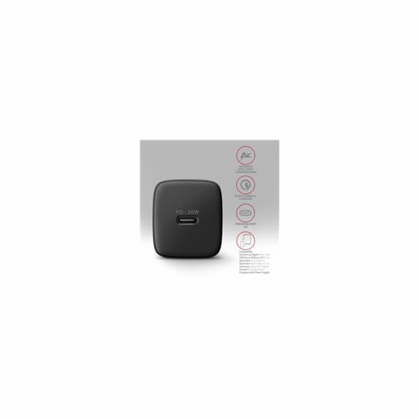 AXAGON ACU-PD20, nabíječka do sítě 20W, 1x port USB-C, PD...