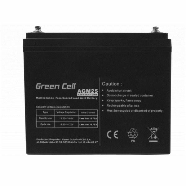 Green Cell AGM25 baterie do UPS Olověná (VRLA) 12 V 75 Ah