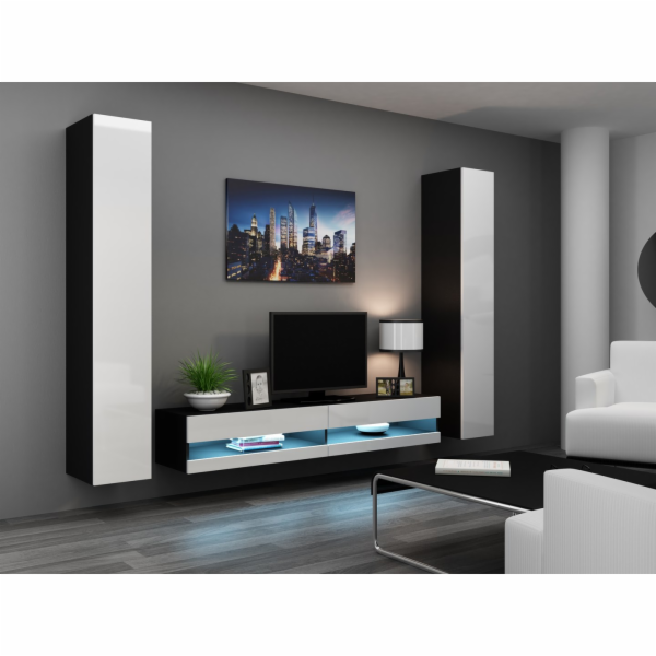 Cama TV stolek VIGO NEW 30/180/40 černá/bílá lesk
