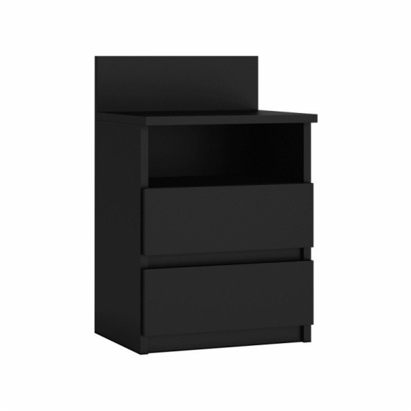 Topeshop M1 ČERNÁ MAT noční stolek 2 zásuvka/zásuvek Černá