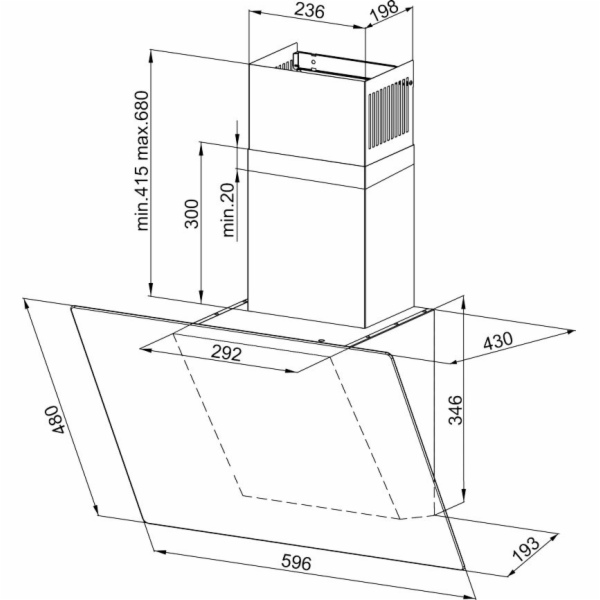 MAAN&nbsp;Rodo&nbsp;60&nbsp;Nástěnný&nbsp;baldachýn&nbsp;580&nbsp;m3/h,&nbsp;černý