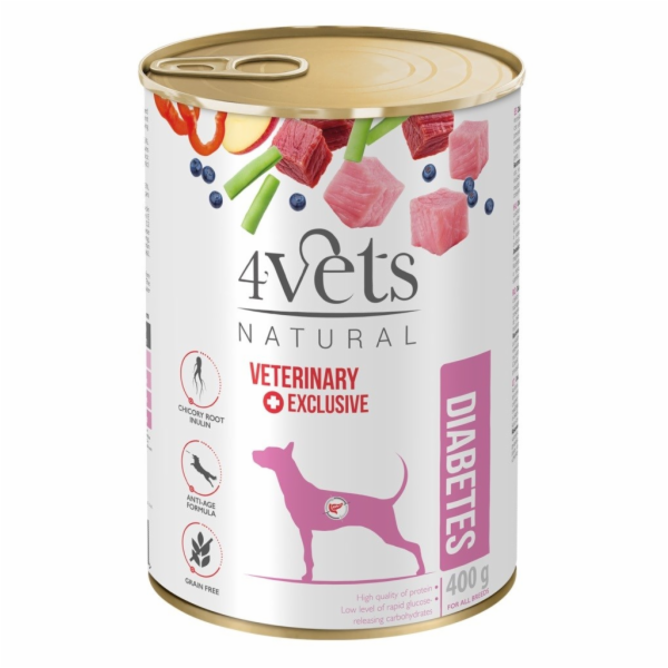 4VETS Natural Diabetes Dog - vlhké krmivo pro psy - 400 g