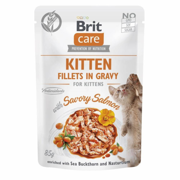 BRIT Care Cat Kitten Savory Salmon Pouch - vlhké krmivo p...