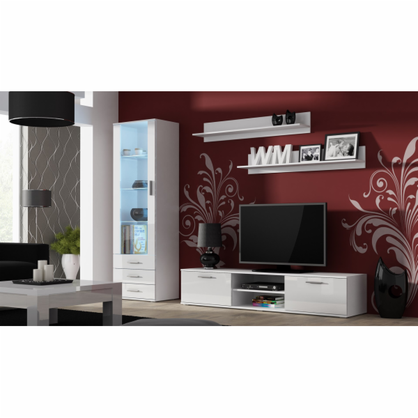 Cama vitrína SOHO S1 bílá/bílý lesk