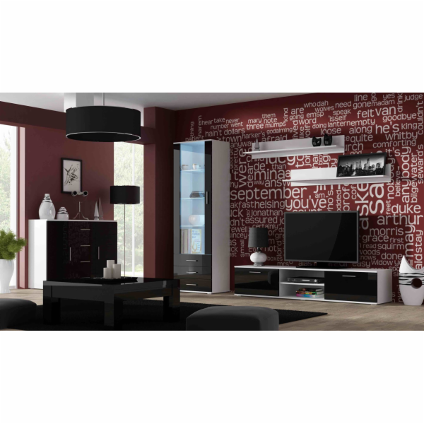 Cama vitrína SOHO S1 bílá/černý lesk